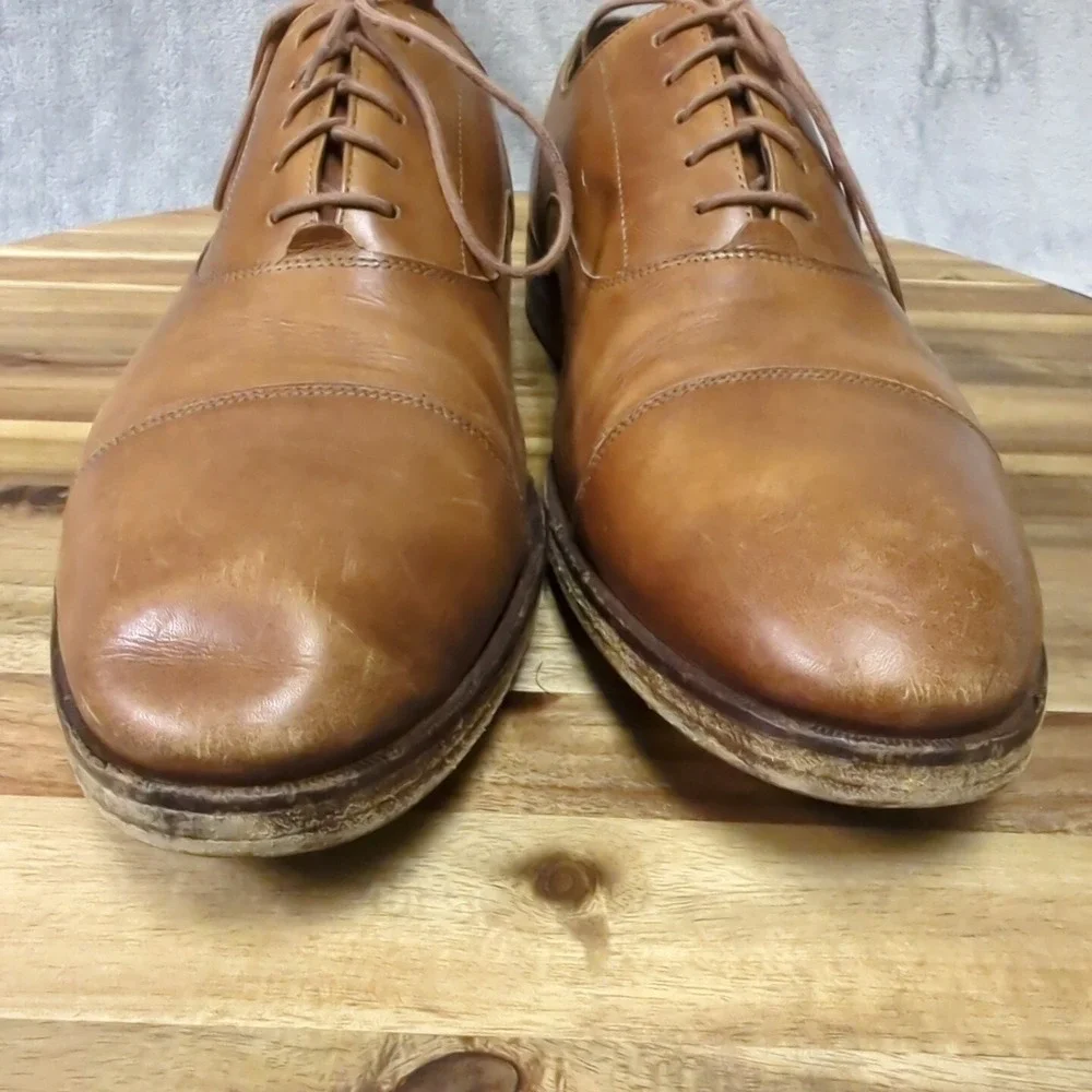 Cole Haan Harrison Mens Size 12 M Shoes Brown Leather Cap‎ Toe Lace Up Oxford